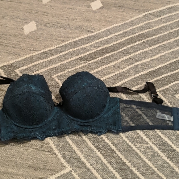 NWOT peacock + black Balconette & Lace Cutout Bra - Picture 3 of 8